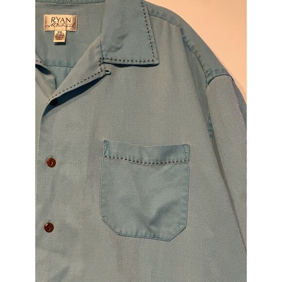 Ryan Michael Silk Blend Short Sleeve Button Up Shirt Size XXLarge Vintage Beach - Picture 6 of 7